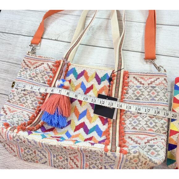 AMERICA & BEYOND Beyond/Embellished Tote Bag 3 Piece Set Boho Made In India - Picture 6 of 16
